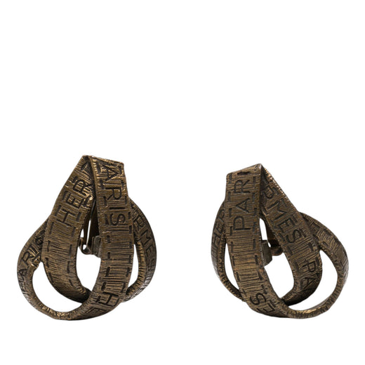 Gold Plated Bijouterie Fantaisie Ribbon Clip On Earrings - Image 1