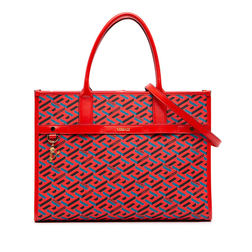 Multicolor Coated Canvas La Greca Tote - Image 1