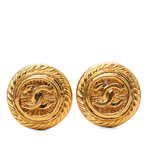 CC Gold Plated Round Clip On Earrings - Image 1