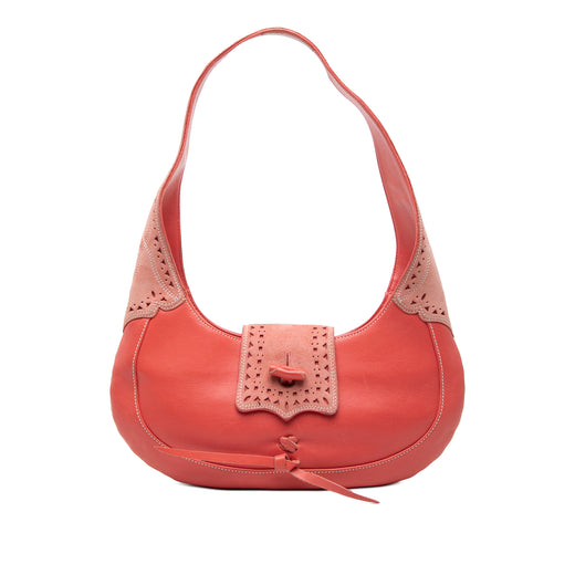 Suede Trimmed Calfskin Half Moon Hobo - Image 1
