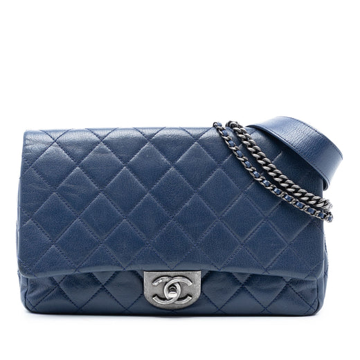 Large Quilted Goatskin Double Carry Waist Chain Flap - Image 1