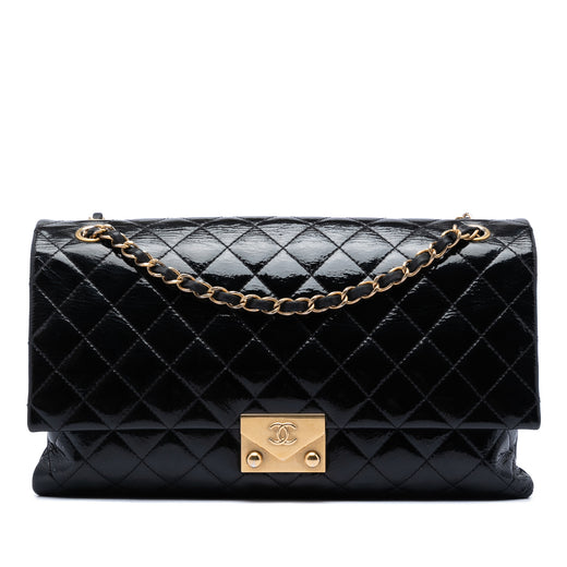 Quilted Crinkled Patent Pagoda Accordion Flap - Image 1