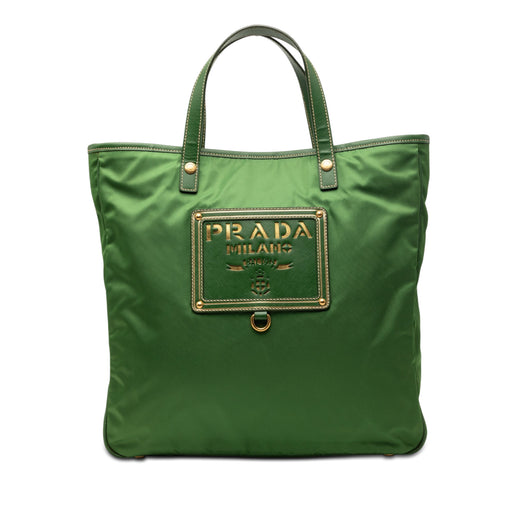 Saffiano Trimmed Tessuto Logo Plate Convertible Tote - Image 1