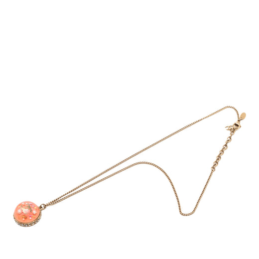 CC Gold Plated Resin Strass Dome Pendant Necklace - Image 1