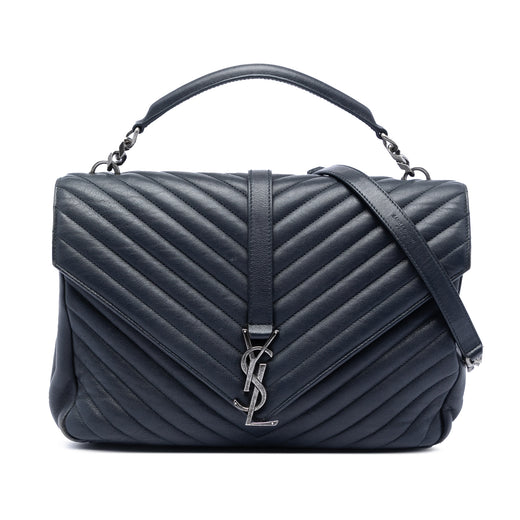 Large Chevron Sheepskin Monogram College Satchel - Image 1