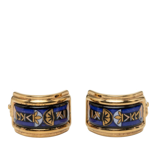 Gold Plated Enamel Cloisonne Clip On Earrings - Image 1