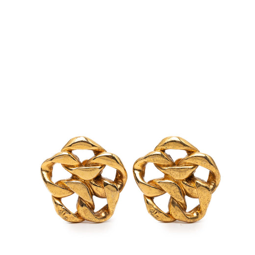 Gold Plated Chain Link Clip On Earrings - Image 1