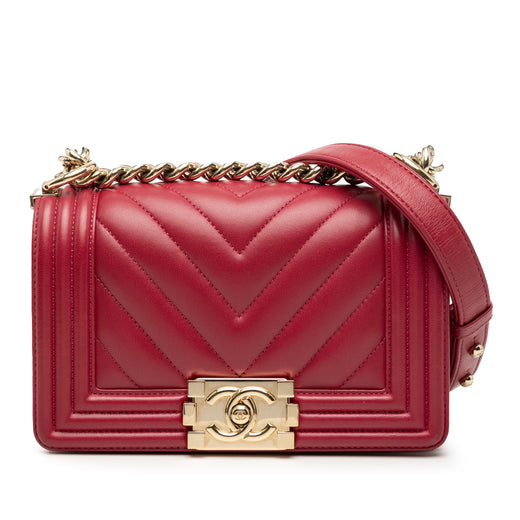 Small Chevron Calfskin Boy Flap - Image 1