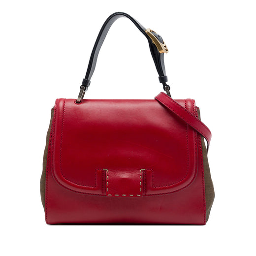 Leather and Pequin Canvas Selleria Silvana Satchel - Image 1