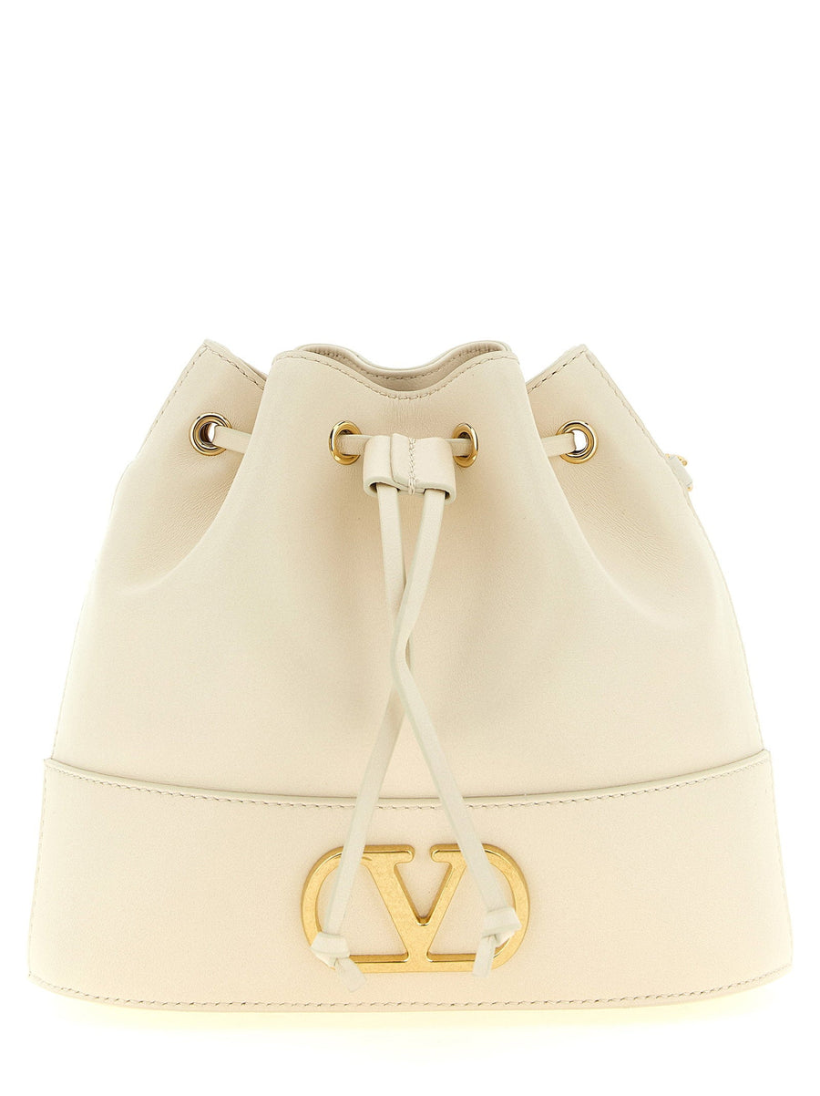 Valentino Garavani Lamb Nappa Leather Bucket Bag — Beige