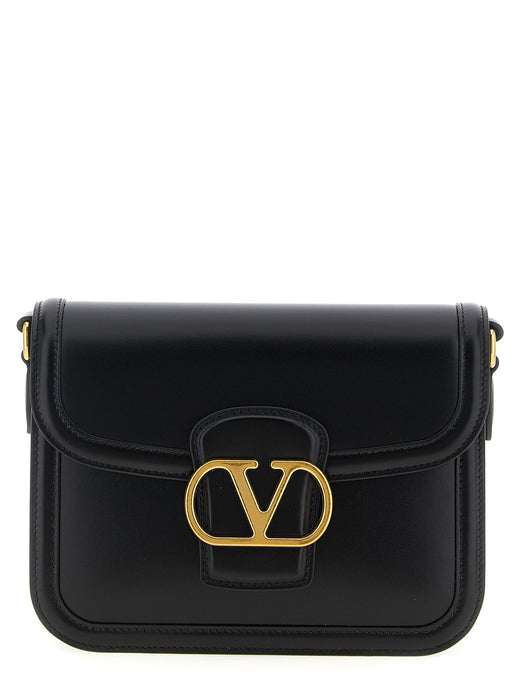 Valentino Garavani Vlogo Shoulder Bag — Black Smooth Calf Leather