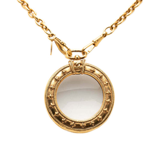 Gold Plated Magnifying Glass Pendant Long Necklace - Image 1