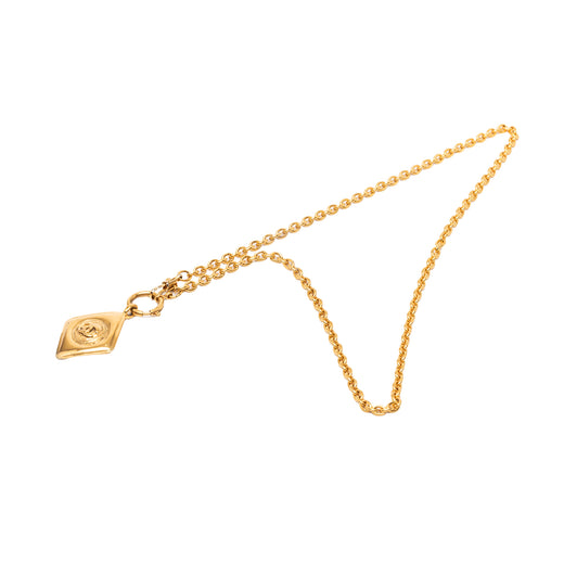 CC Gold Plated Diamond Shape Pendant Necklace - Image 1