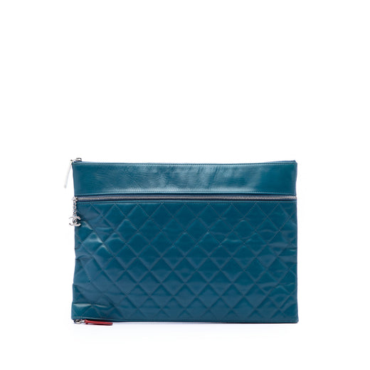 CC Quilted Lambskin Multi Zip Clutch - Image 1