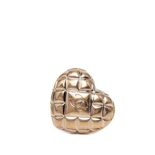 CC Gold Plated Quilted Heart Brooch - Image 1