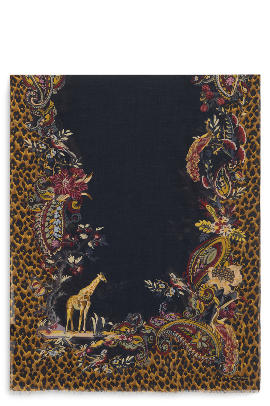 Etro Animal-Print Modal-Cashmere Scarf — Multicolor Scarfs
