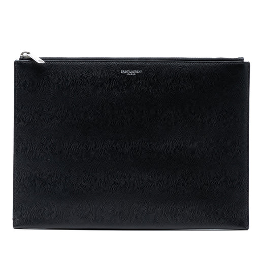 Grained Leather Zip Clutch - Image 1