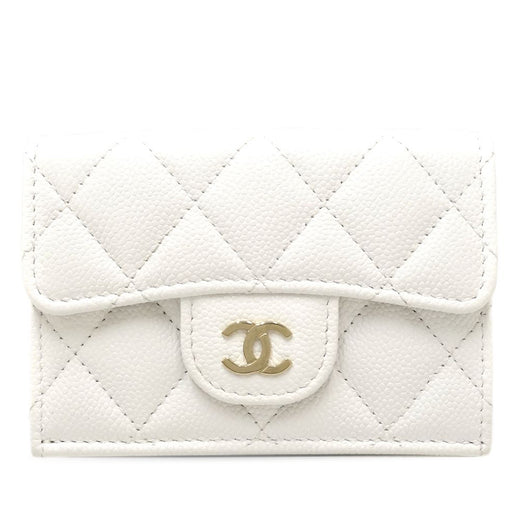 CC Quilted Caviar Flap Card Holder Wallet - Image 1