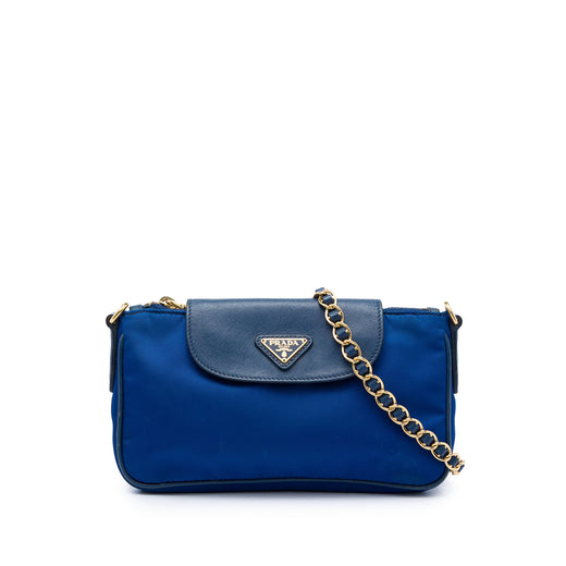 Saffiano Trimmed Tessuto Chain Crossbody - Image 1