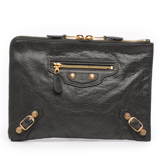 Lambskin Motocross Giant 12 Zip Around Flat Clutch - Image 1