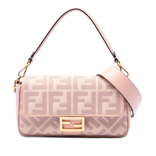Zucca Embroidered Canvas Baguette Satchel - Image 1