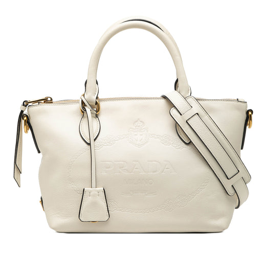 Small Embossed Glace Calf Logo Convertible Satchel - Image 1