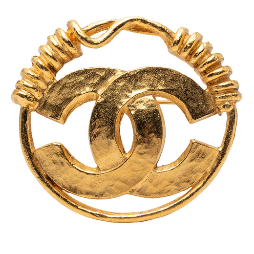 Gold Plated CC Spring Round Brooch - Image 1