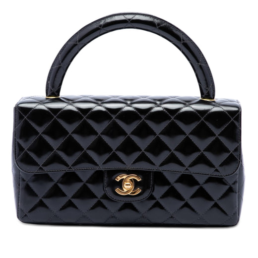Medium CC Quilted Patent Rectangular Kelly Top Handle Bag - Image 1