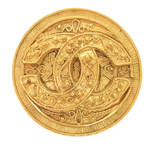 CC Gold Plated Medallion Pin Brooch - Image 1