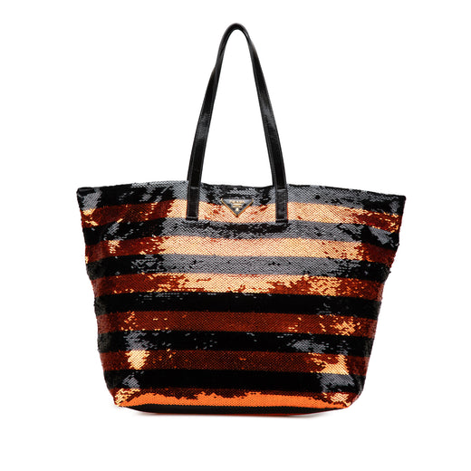 Satin Sequin Stripes Tote - Image 1