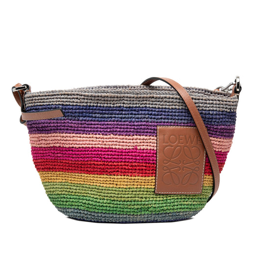 Paulas Ibiza Anagram Raffia Rainbow Pochette Crossbody - Image 1