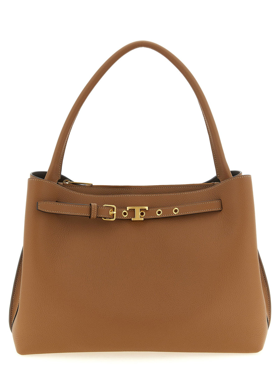 Tods Top Handle Bag — Camel Hammered Calf Leather