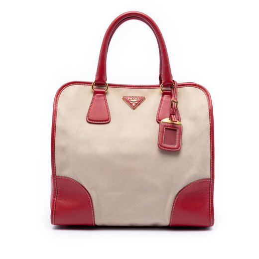 Saffiano Trimmed Canvas Canapa Satchel - Image 1