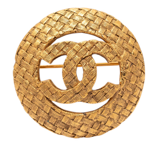 CC Gold Plated Woven Round Brooch - Image 1