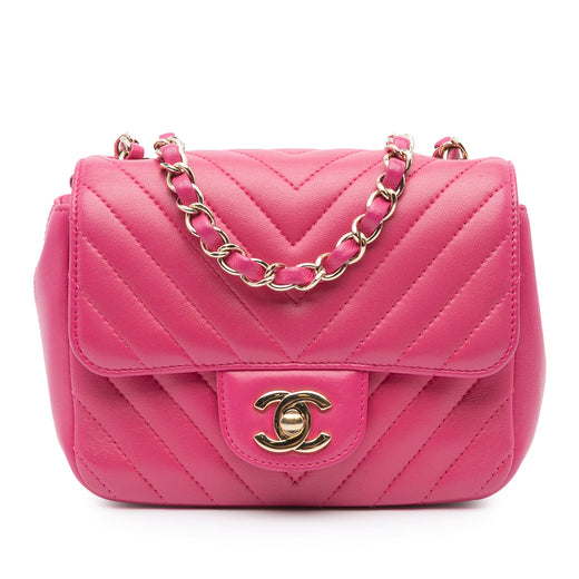Mini Square Classic Chevron Lambskin Single Flap - Image 1