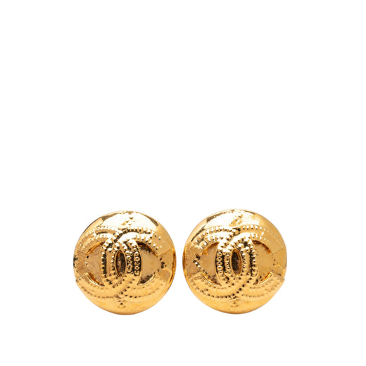CC Gold Plated Round Clip On Earrings - Image 1