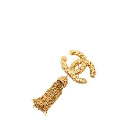 CC Gold Plated Tassel Lava Fringe Brooch - Image 1