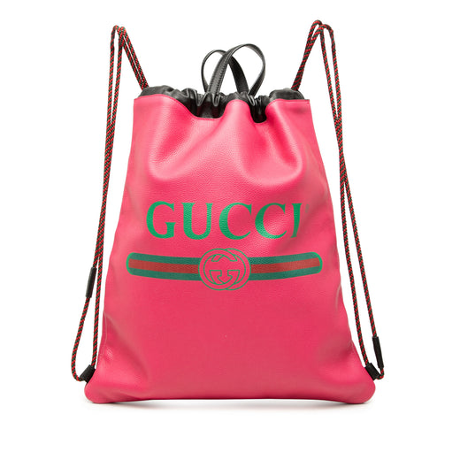 Leather Logo Drawstring Backpack - Image 1