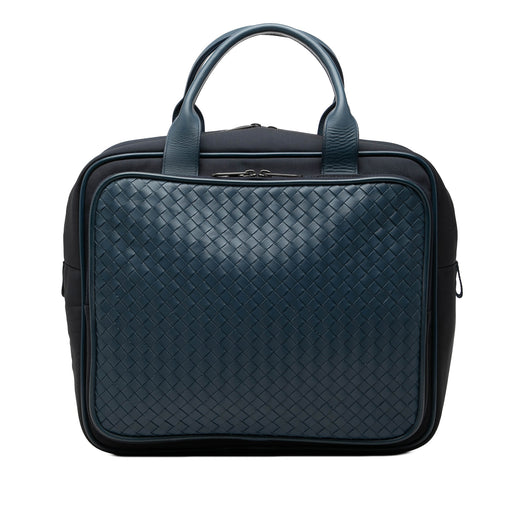 Bicolor Nappa Intrecciato Trimmed Canvas Business Bag - Image 1