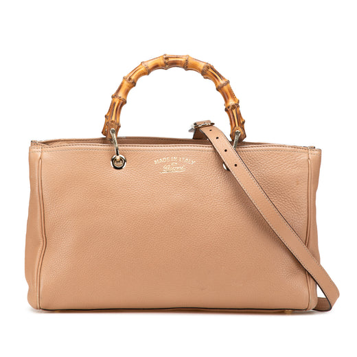Medium Calfskin Bamboo Shopper Satchel - Image 1