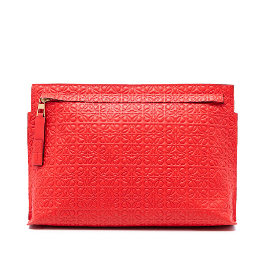 Embossed Anagram Leather Repeat T Clutch - Image 1