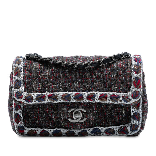 Mini Rectangular Classic Tweed Braided Single Flap - Image 1