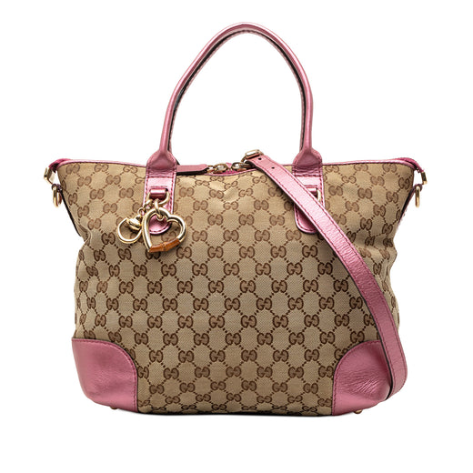 GG Canvas Heart Bit Satchel - Image 1
