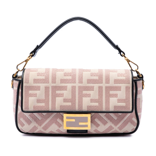 Zucca Embroidered Canvas Baguette Satchel - Image 1