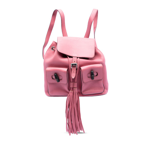 Leather Bamboo Tassel Backpack - Image 1