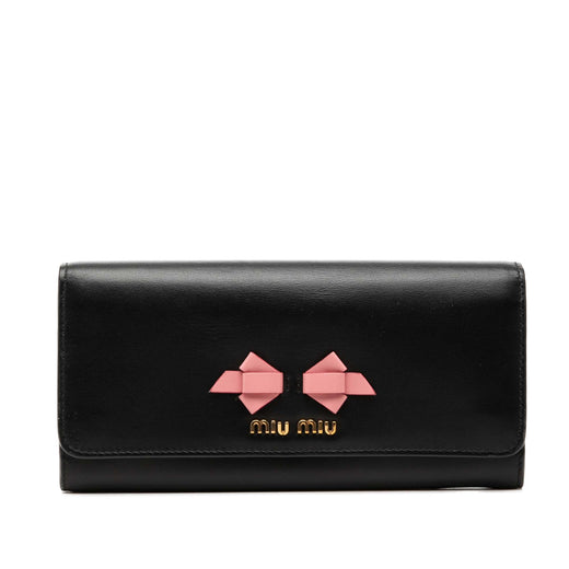 Soft Calf Bow Bifold Long Wallet - Image 1