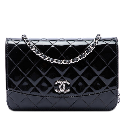 CC Quilted Patent Brilliant Wallet On Chain - Image 1