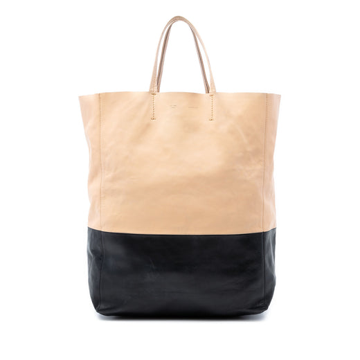 Bicolor Leather Vertical Cabas Tote - Image 1