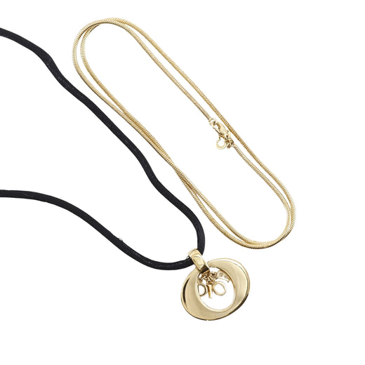 Convertible Gold Plated Logo Oval Pendant Necklace - Image 1