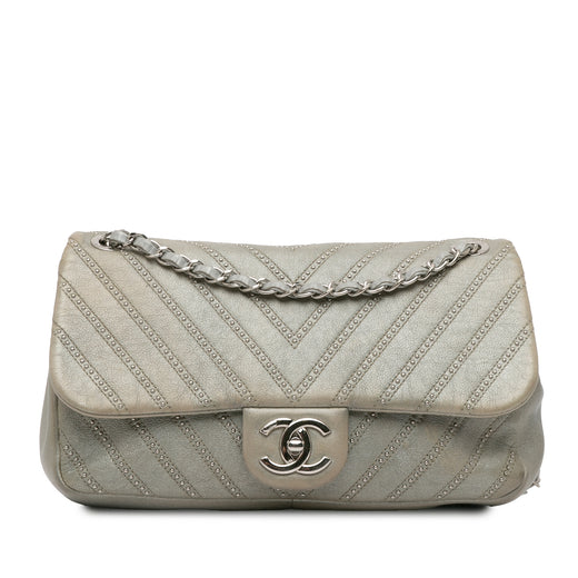 Medium Chevron Calfskin Stud Wars Flap - Image 1